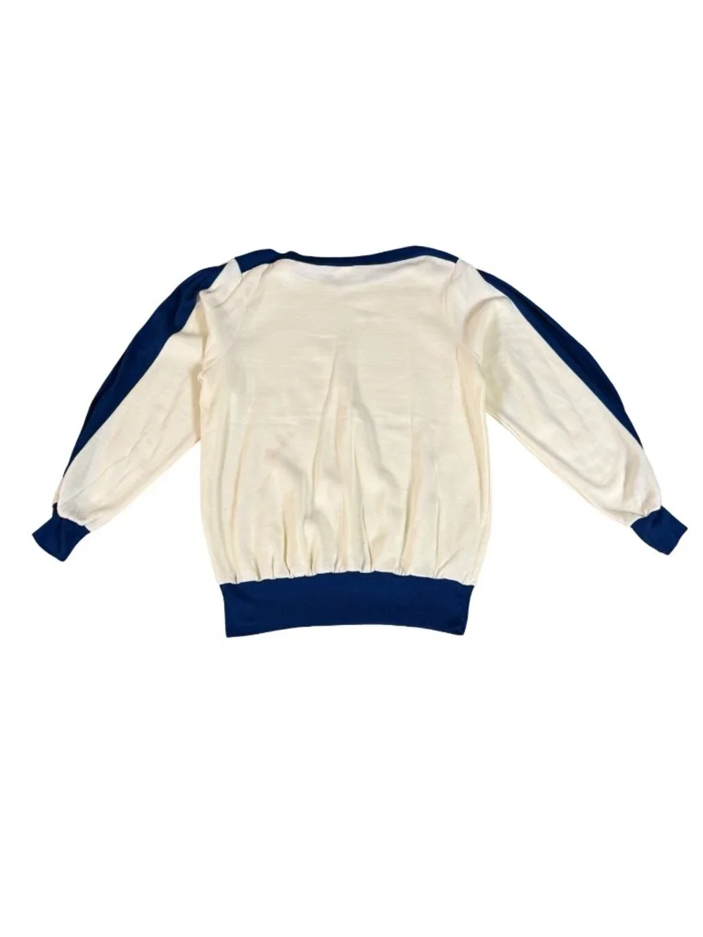 Vintage 1980s Randy Plus Cream Navy Acrylic Sweater Men’s Large
